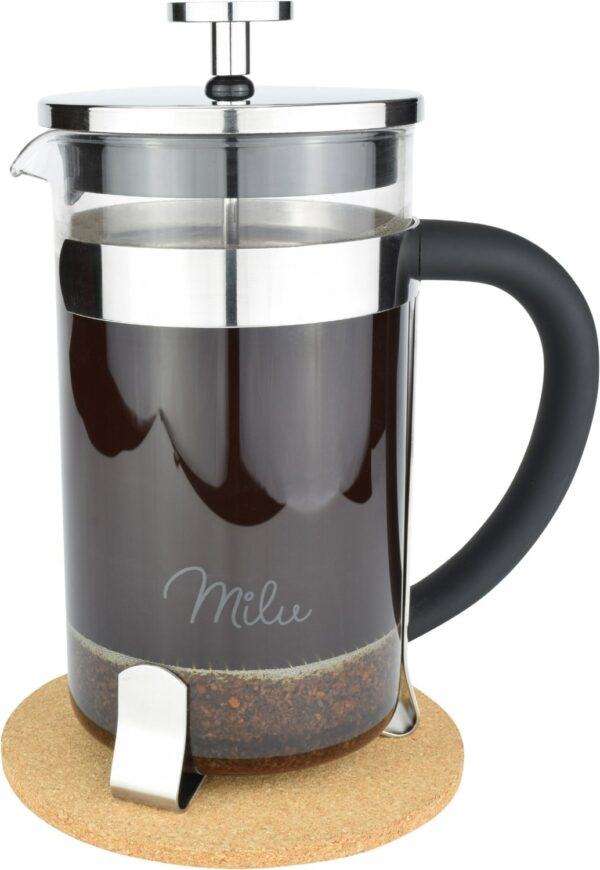 Milu French Press Set 600 ml glas/edelstahl