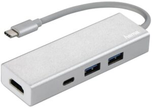 Hama USB-3.1-Type-C-Hub 1:3 Aluminium silber