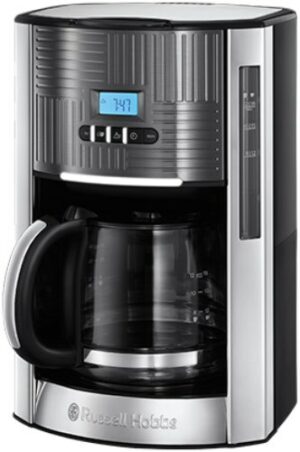 Russell Hobbs Geo Steel Digitale Glas-Kaffeemaschine Kaffeeautomat mit Timer edelstahl