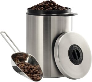 XavaX Edelstahldose für 1 kg Kaffeebohnen mit Schaufel edelstahl