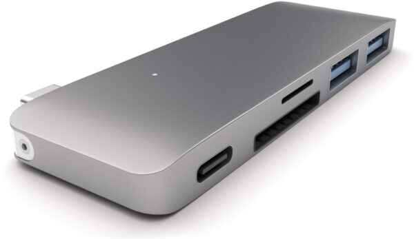Satechi Type-C USB Passthrough Hub + Cardreader space grey