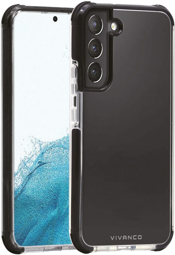 Vivanco Rock Solid Cover für Galaxy S22 transparent/schwarz