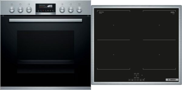 Bosch HND777LS61 Herdset mit Induktionskochfeld bestehend aus HEG579CS6 + NVQ645CB6E edelstahl + edelstahl