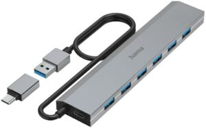 Hama USB-Hub 7 Ports USB 3.2 Gen1 grau