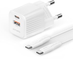 4smarts VoltPlug Duos Mini USB/USB-C (20W) inkl. USB Type-C Kabel weiß