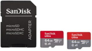 Sandisk 2x microSDXC Ultra A1 (64GB) Speicherkarte + Adapter