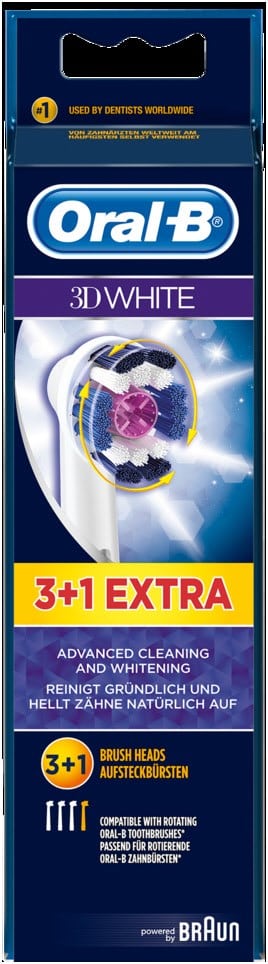 Oral-B 3DWhite Aufsteckbürste (3+1 Stk.) Ersatz-Zahnbürsten weiß