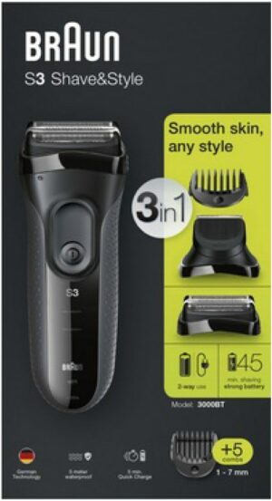 Braun 3000BT Shave&Style Series 3 Rasierer schwarz/grau