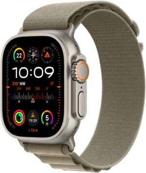 Apple Ultra 2 (49mm) GPS+4G Smartwatch Titan mit Alpine Loop Armband (L) titan/oliv