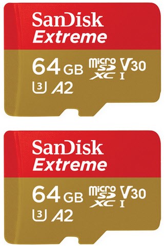Sandisk 2x microSDXC Extreme (64GB) Speicherkarte + Adapter