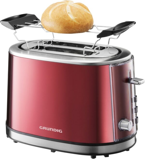 Grundig TA 6330 Kompakt-Toaster metallic-rot/edelstahl