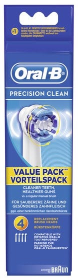 Oral-B Precision Clean Aufsteckbürste Ersatz-Zahnbürsten (4 Stk.) weiß