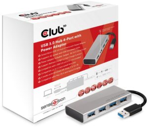Club3D USB 3.0 > 4x USB 3.0 Hub mit Netzteil