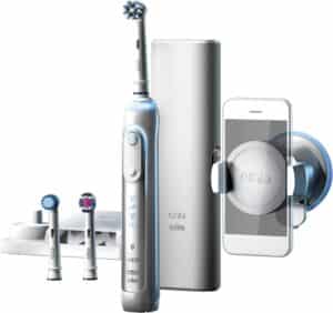 Oral-B Genius 8200 Elektrische Zahnbürste + Smartphone Halter weiß/silber