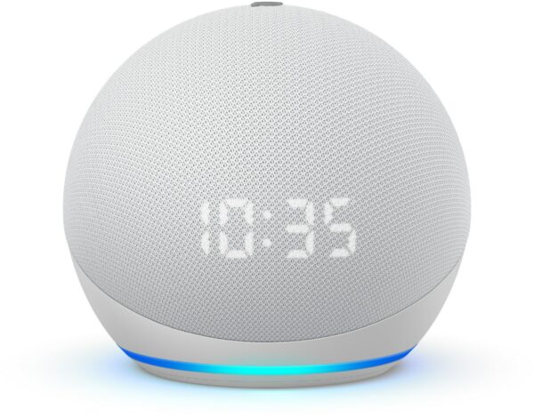 Amazon Echo Dot (4. Gen.) mit Uhr weiß