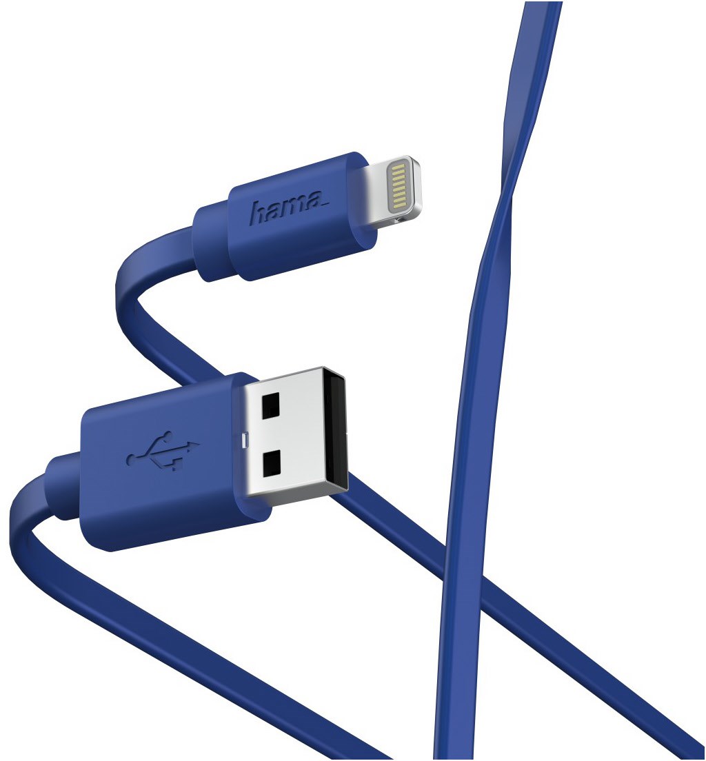 Hama Flat USB-A - Lightning (1m) Lightning-Datenkabel blau