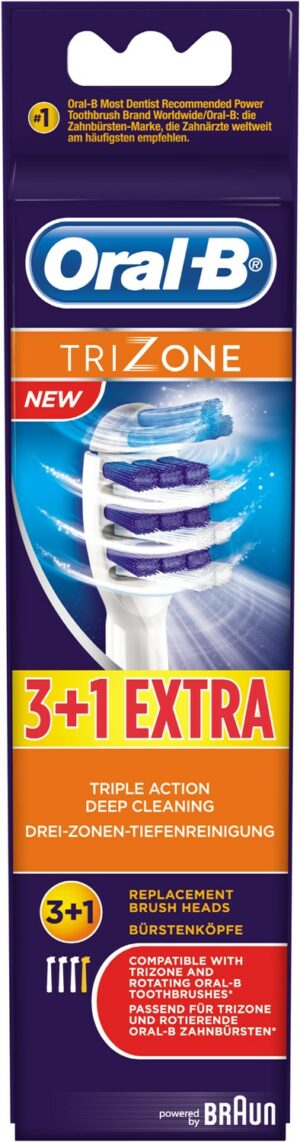 Oral-B TriZone Aufsteckbürste (3+1 Stk.) Ersatz-Zahnbürsten weiß