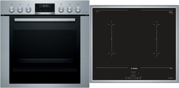 Bosch MKH64DK1 Herdset mit Induktionskochfeld bestehend aus HEG317TS1 + NVQ645CB5M edelstahl + edelstahl /