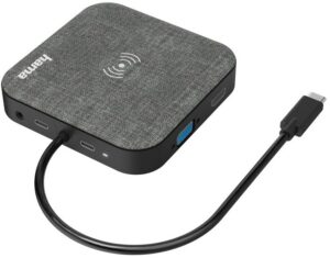 Hama USB-C-Hub 12 Ports mit Wireless Charging grau/schwarz