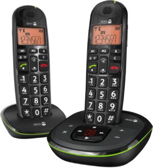 Doro PhoneEasy 105 wr Duo Schnurlostelefon mit Anrufbeantworter schwarz