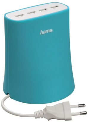 Hama USB-Ladestation mit vier Buchsen blau