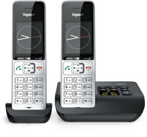 Gigaset Comfort 500A duo Schnurlostelefon mit Anrufbeantworter silber/schwarz