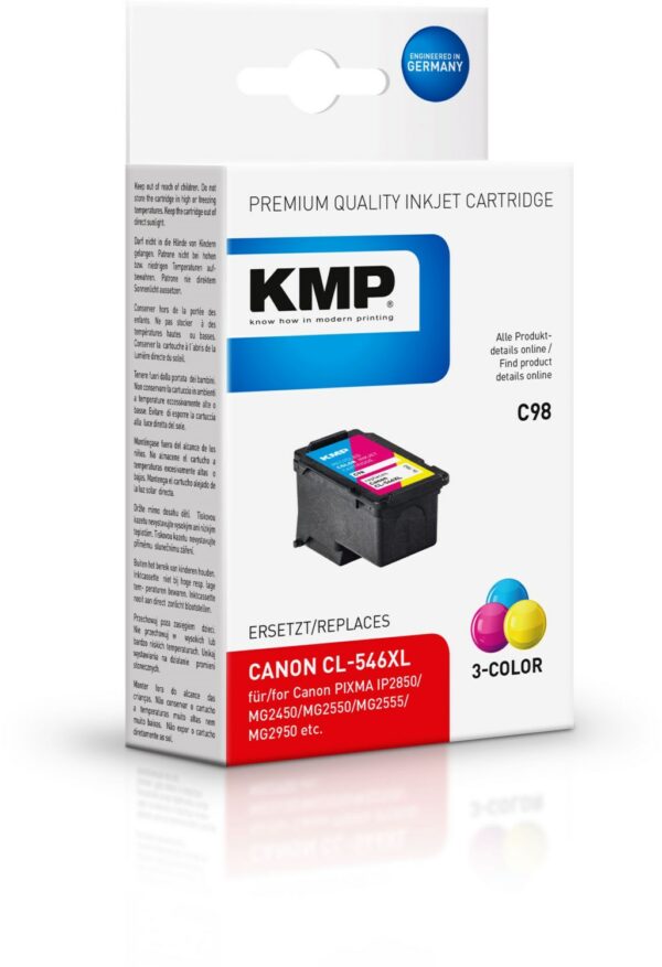 KMP C98 (300 S.) Tintenpatrone ersetzt CL-546XL 3-farbig