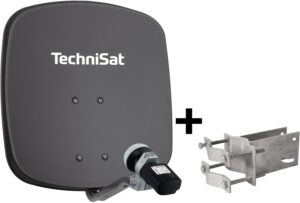 Technisat DigiDish 45 Satellitenantenne inkl. V/H-LNB & An-Rohr-Fitting schiefergrau