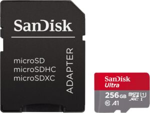 Sandisk microSDXC Ultra A1 (256GB) Speicherkarte + Adapter