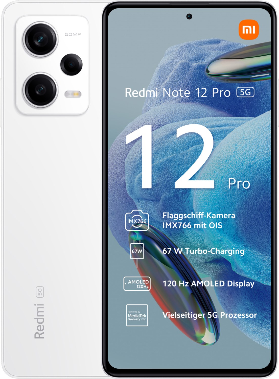 Xiaomi Redmi Note 12 Pro 5G (6GB+128GB) Smartphone polar white