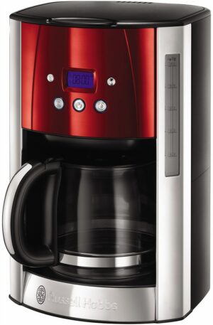 Russell Hobbs Luna Digitale Glas-Kaffeemaschine solar red