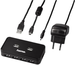 Hama USB-2.0-Hub 1:7 mit Netzteil schwarz